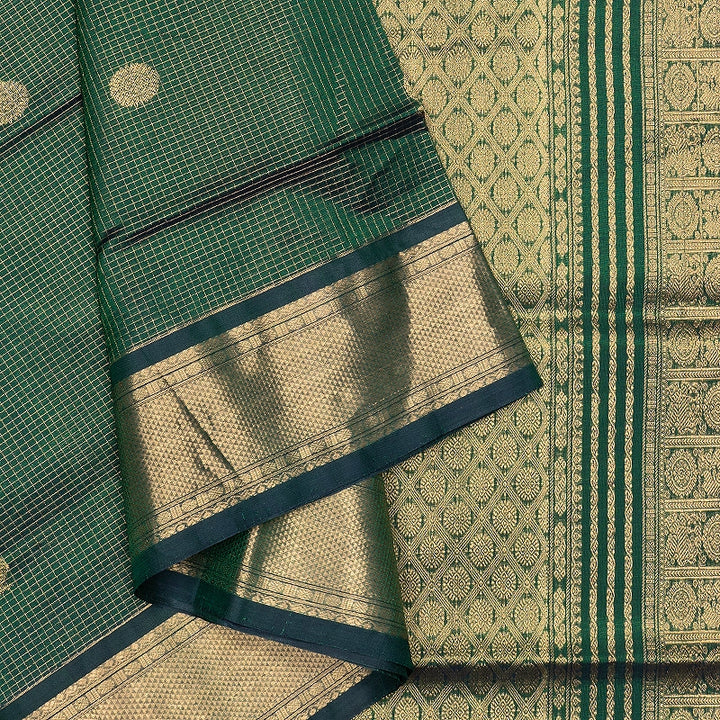 Hayagrivas Dark Green Kanchi Silk Cotton Saree SSCBF178I3-4