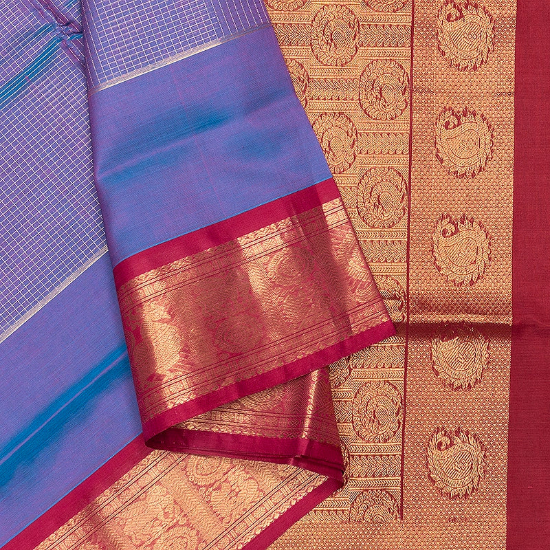 Hayagrivas Blue-Purple Kanchi Silk Cotton Saree SSCBF178I3-9