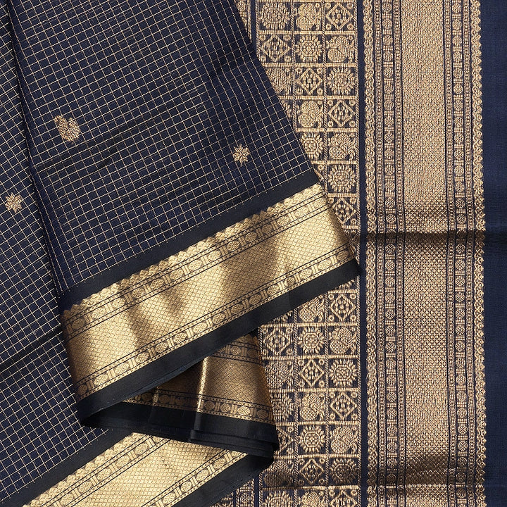 Hayagrivas Navy Blue Kanchi Silk Cotton Saree SSCBF178I4-1