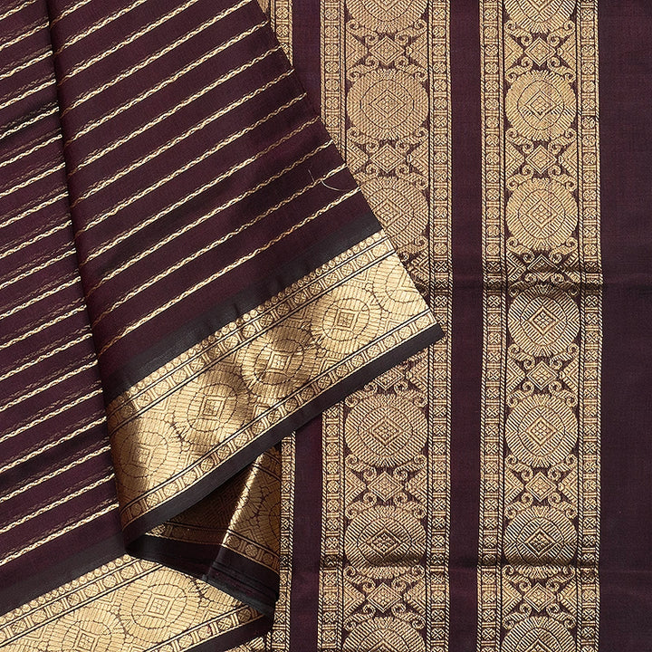 Hayagrivas Dark Brown Kanchi Silk Cotton Saree SSCBF178I4-2