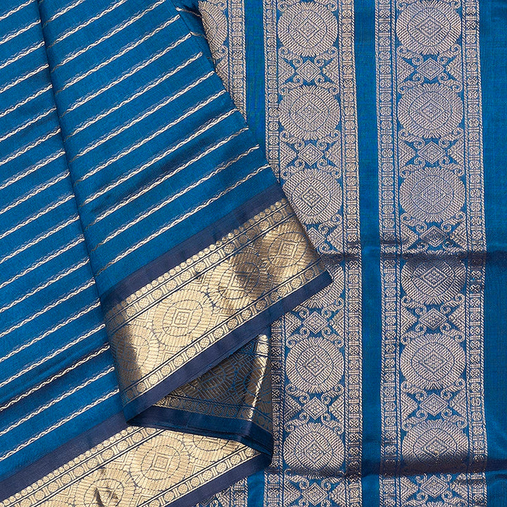 Hayagrivas Peacock Blue Kanchi Silk Cotton Saree SSCBF178I4-8
