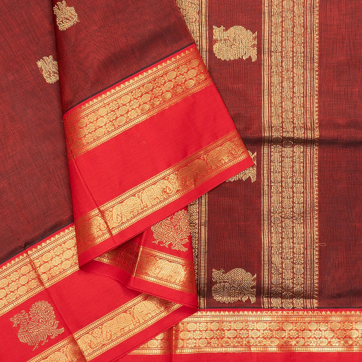 Hayagrivas Maroon Kanchi Silk Cotton Saree SSCBF179I10-1