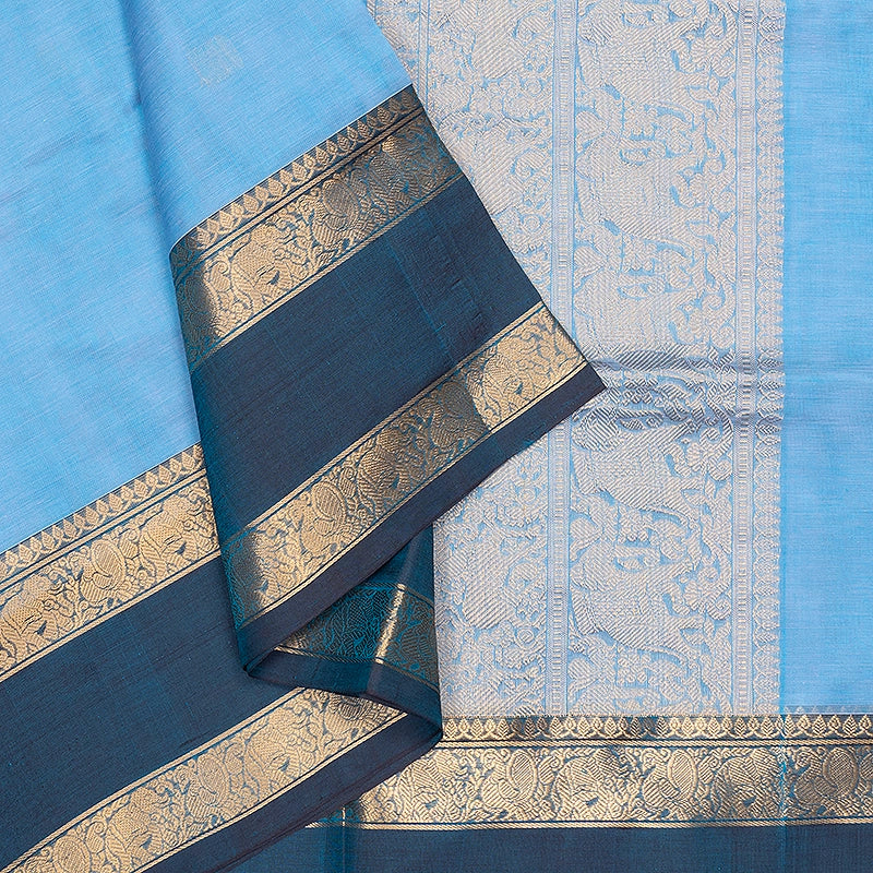 Hayagrivas Powder Blue Kanchi Silk Cotton Saree SSCBF179I10-9