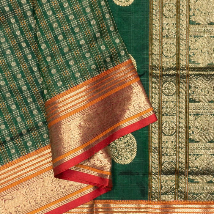 Hayagrivas Bottle Green Kanchi Silk Cotton Saree SSCBF179I12-1