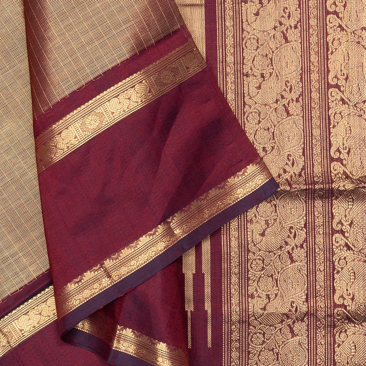Hayagrivas Wine Marron Tissue Kanchi Silk Cotton Saree SSCBF179I14-5