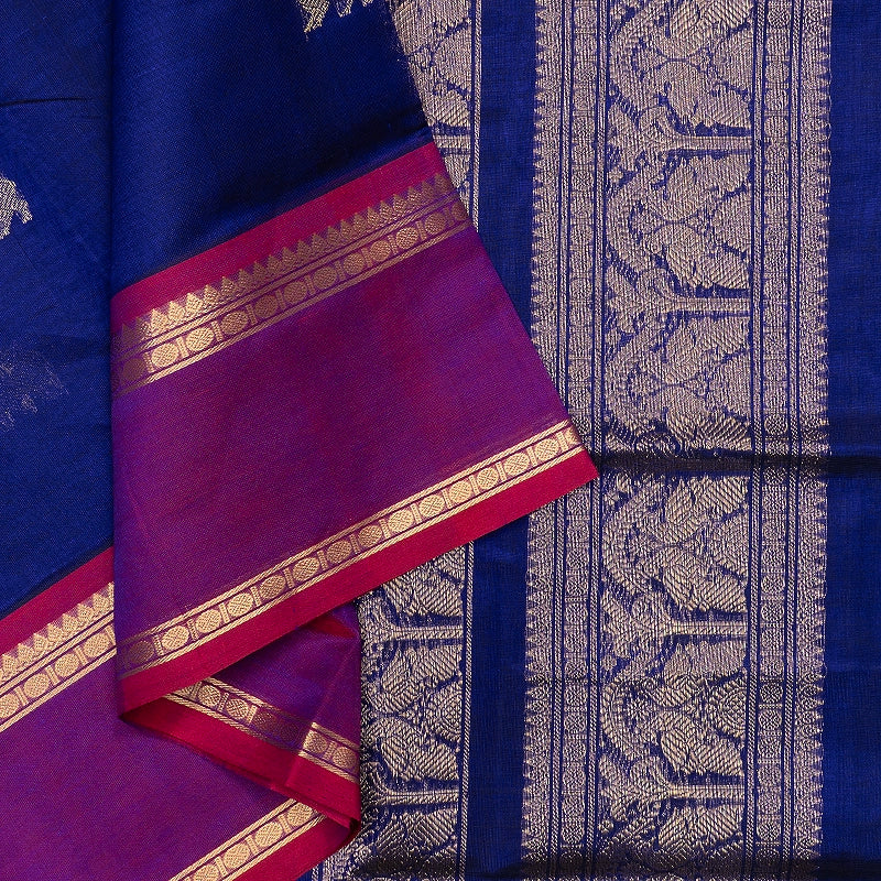 Hayagrivas MS Blue Kanchi Silk Cotton Saree SSCBF179I3-2
