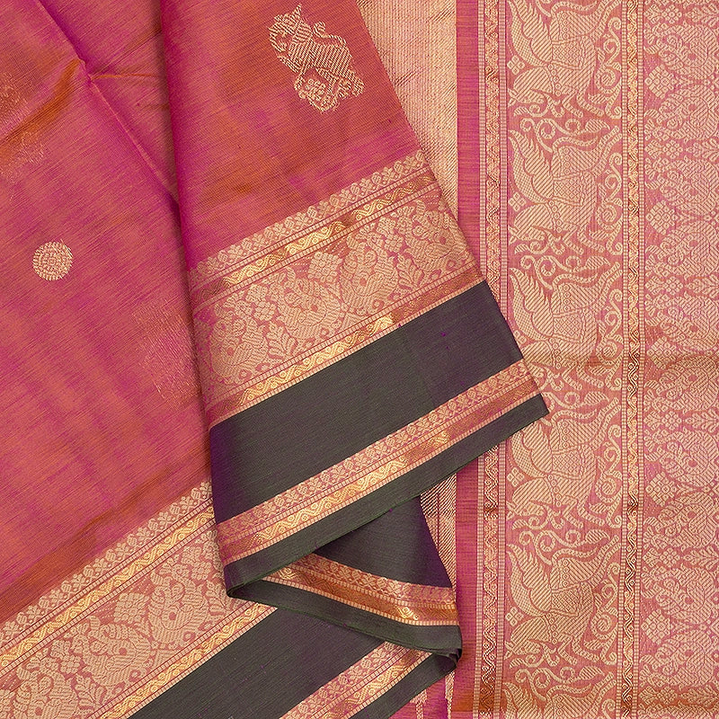Hayagrivas Orangish Pink Kanchi Silk Cotton Saree SSCBF179I4-3