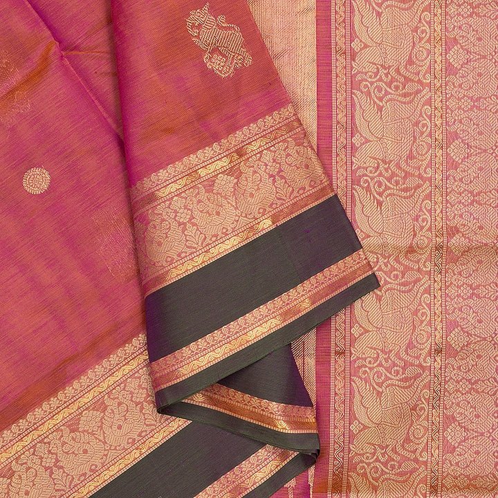 Hayagrivas Orangish Pink Kanchi Silk Cotton Saree SSCBF179I4-3