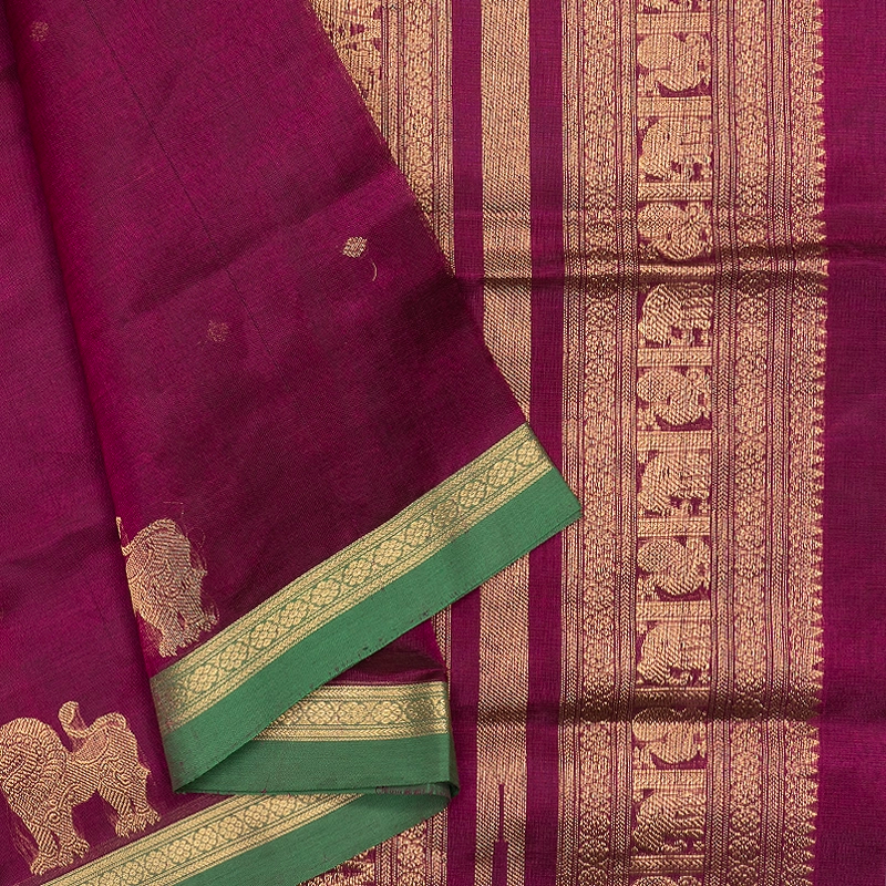 Hayagrivas Magenta Kanchi Silk Cotton Saree SSCBF179I7-14