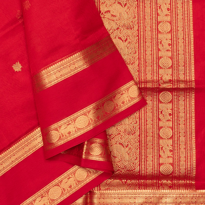 Hayagrivas Red Kanchi Silk Cotton Saree SSCBF179I7-5