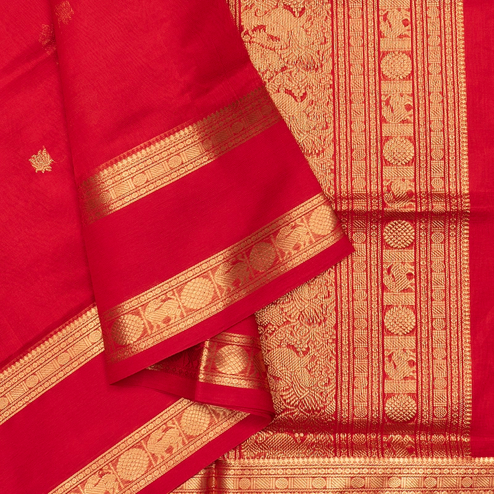Hayagrivas Red Kanchi Silk Cotton Saree SSCBF179I7-5