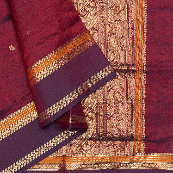 Hayagrivas Wine Maroon Kanchi Silk Cotton Saree SSCBF179I7-7