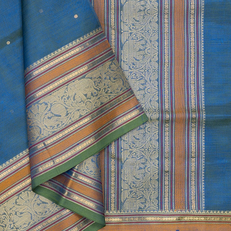 Hayagrivas Peacock Blue Kanchi Silk Cotton Saree SSCBF179I8-7
