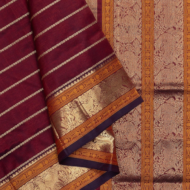 Hayagrivas Burgundy Kanchi Silk Cotton Saree SSCBF179I9-30