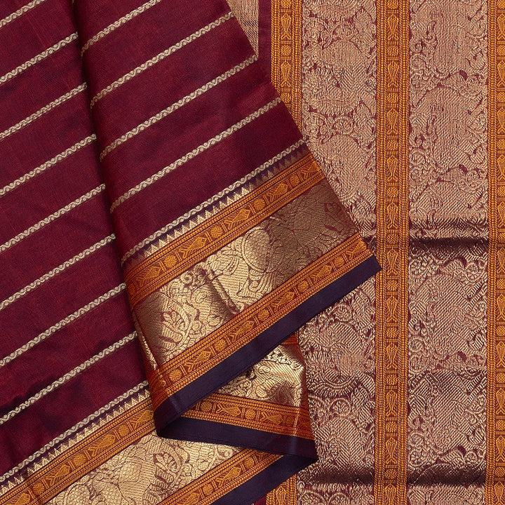Hayagrivas Burgundy Kanchi Silk Cotton Saree SSCBF179I9-30