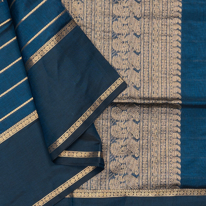 Hayagrivas Peacock Blue Kanchi Silk Cotton Saree SSCBF179I9-35