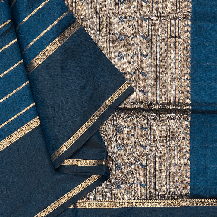 Hayagrivas Peacock Blue Kanchi Silk Cotton Saree SSCBF179I9-35