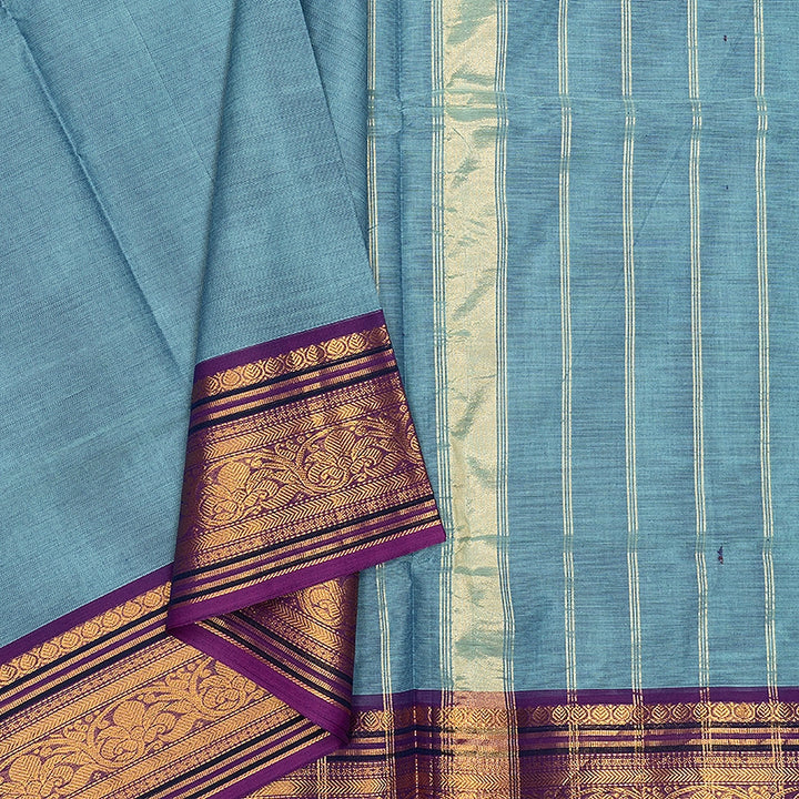 Hayagrivas Bluish-Grey Handloom Chettinad Cotton Saree SSCBF188J1-23