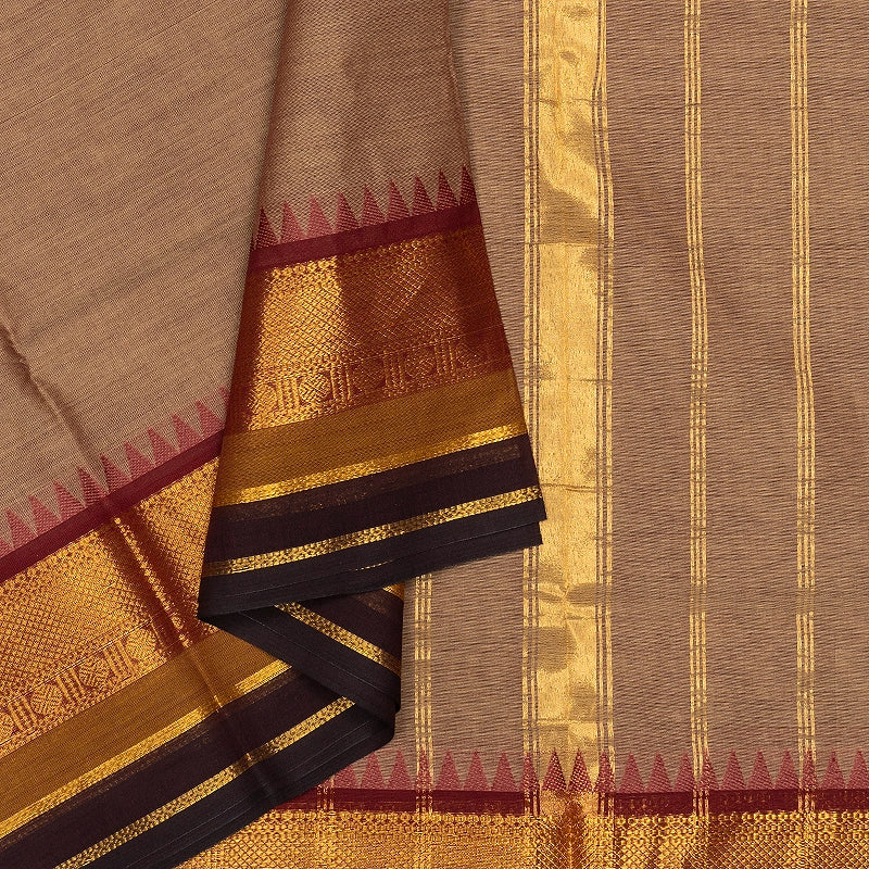 Hayagrivas Biscuit Brown Handloom Chettinad Cotton Saree SSCBF188J1-37