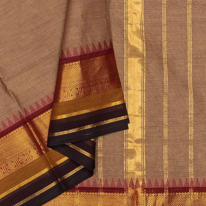 Hayagrivas Biscuit Brown Handloom Chettinad Cotton Saree SSCBF188J1-37