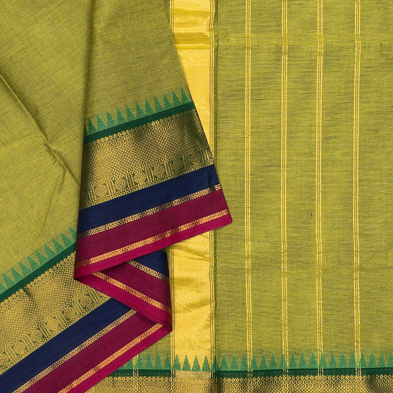 Hayagrivas Yellowish-Green Handloom Chettinad Cotton Saree SSCBF188J1-48