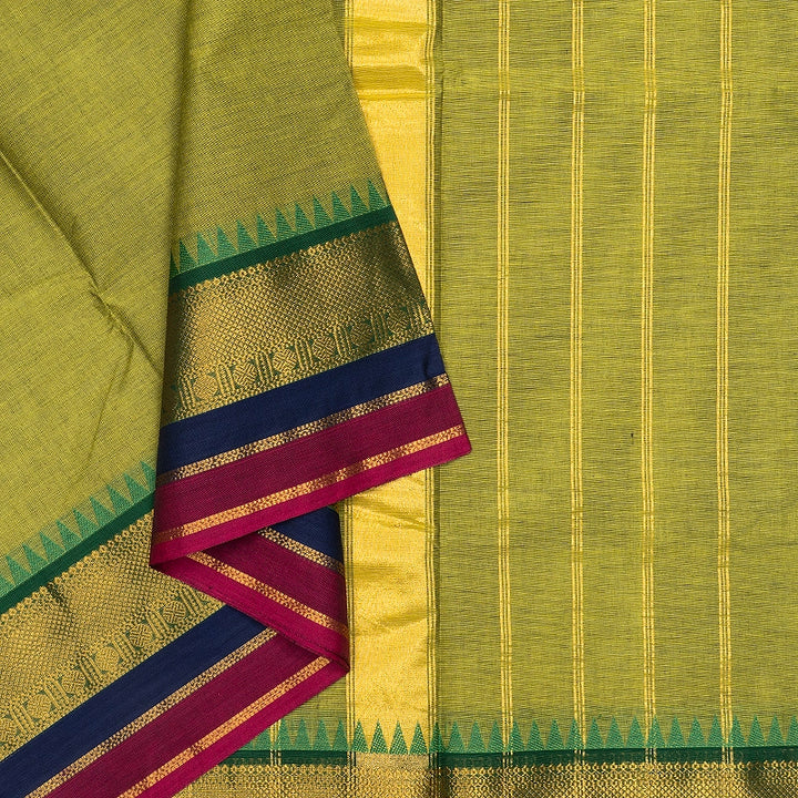 Hayagrivas Yellowish-Green Handloom Chettinad Cotton Saree SSCBF188J1-48