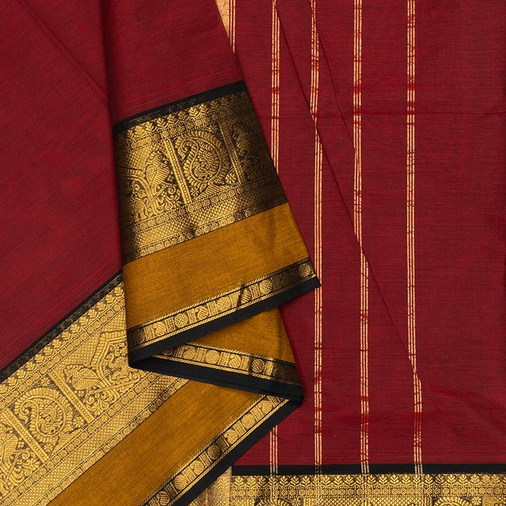 Hayagrivas Maroon Handloom Chettinad Cotton Saree SSCBF188J2-2