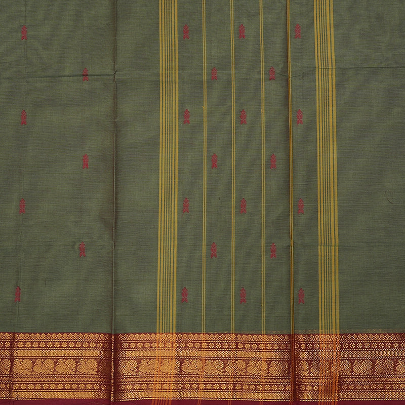 Hayagrivas Cement Green Handloom Chettinad Cotton Saree SSCBF210J1-151