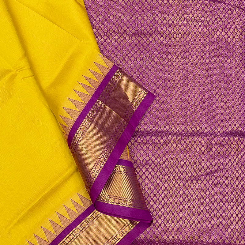 Hayagrivas Bright Yellow Pure Silk Cotton Saree SSCBF34D3-18