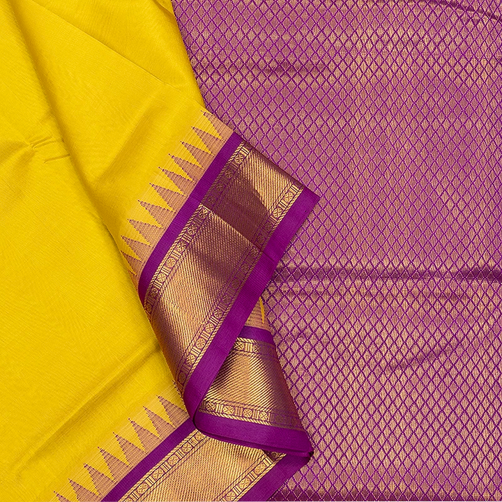Hayagrivas Bright Yellow Pure Silk Cotton Saree SSCBF34D3-18