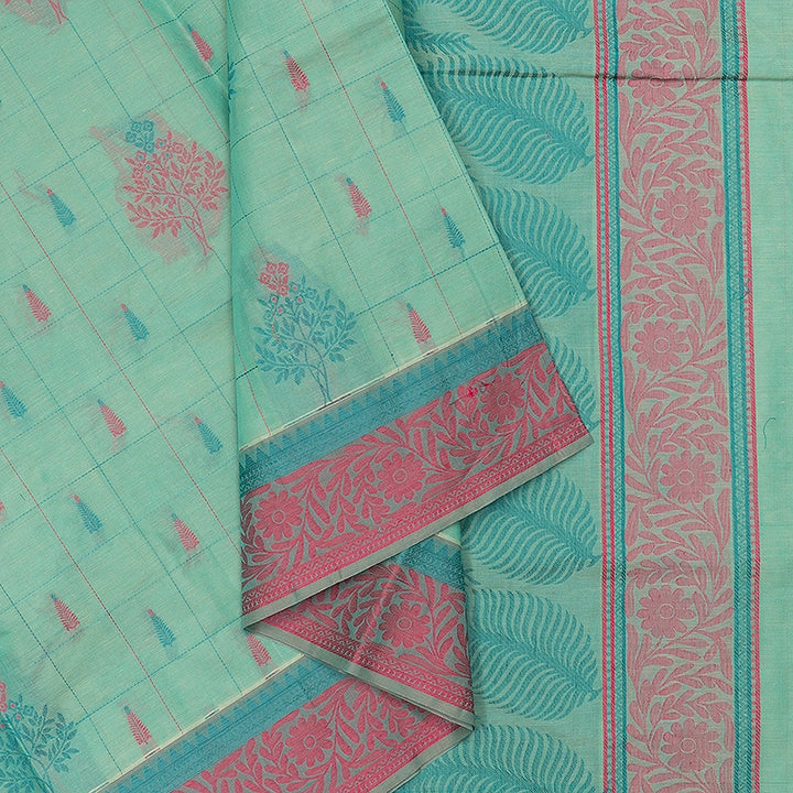 Hayagrivas Sea Green Handloom Cotton Saree SSSBF126H1-2