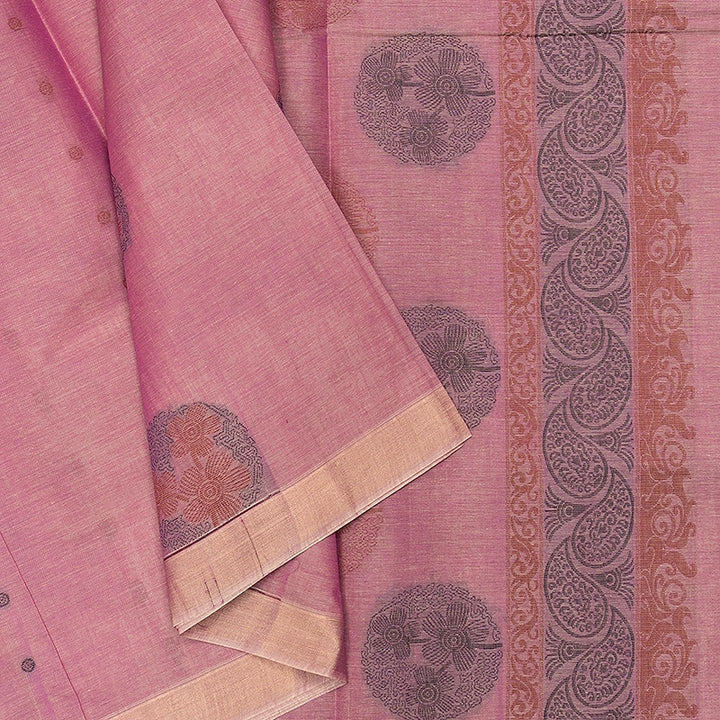 Hayagrivas Lavender-Pink Handloom Cotton Saree SSSBF126H5-1