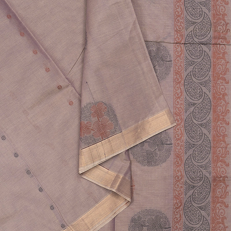 Hayagrivas Greyish-Mauve Handloom Cotton Saree SSSBF126H5-2