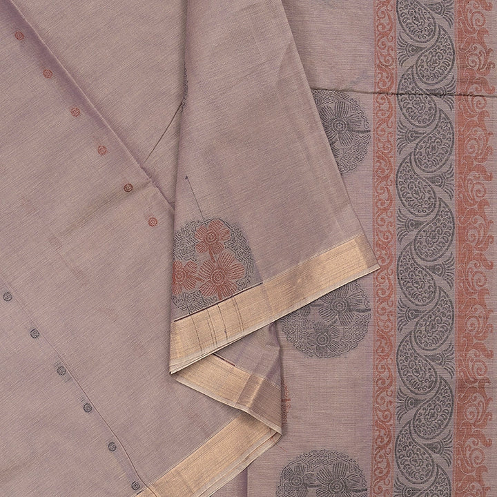 Hayagrivas Greyish-Mauve Handloom Cotton Saree SSSBF126H5-2