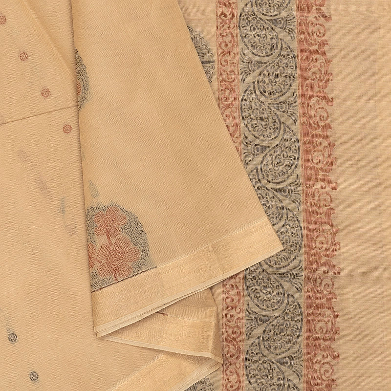 Hayagrivas Cream-Beige Handloom Cotton Saree SSSBF126H5-3