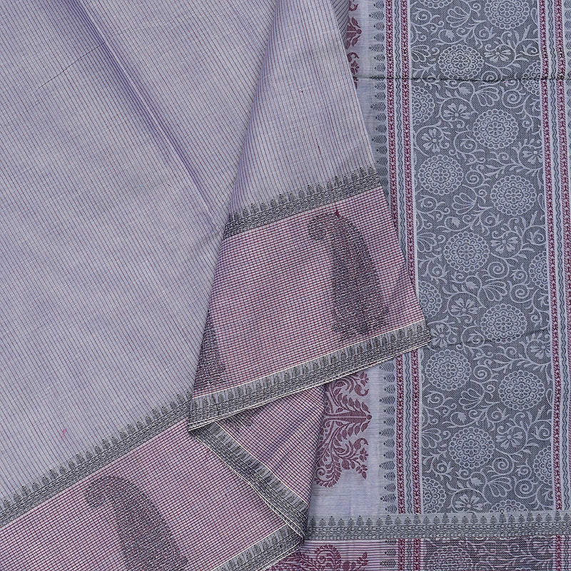 Hayagrivas Lavender-Blue Handloom Cotton Saree SSSBF127H6-1