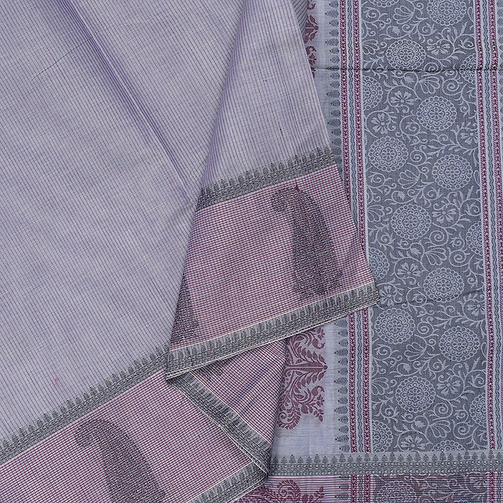 Hayagrivas Lavender-Blue Handloom Cotton Saree SSSBF127H6-1