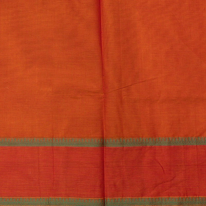 Hayagrivas Mustard-Orange Handloom Cotton Saree SSSBF127H6-3