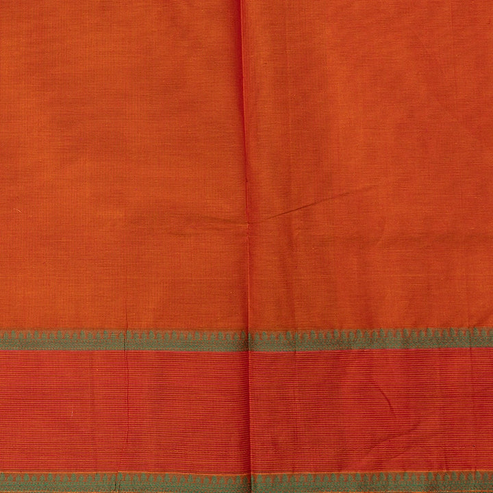 Hayagrivas Mustard-Orange Handloom Cotton Saree SSSBF127H6-3
