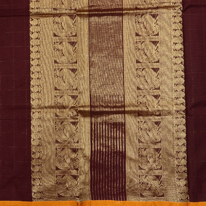 Hayagrivas Burgundy Handloom Chettinad Cotton Saree SSSBF131H5-1