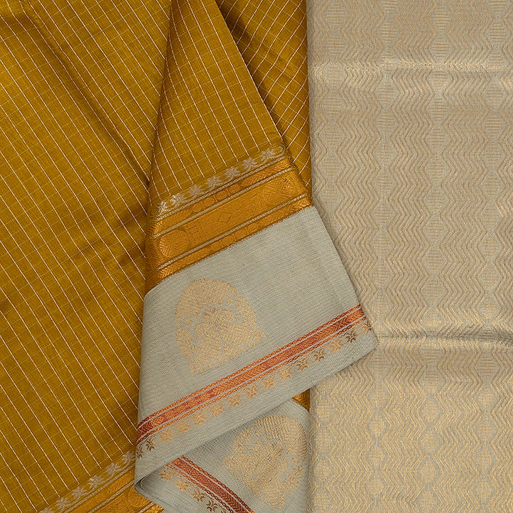 Hayagrivas Golden Yellow Pure Silk Cotton Saree SSCBF55E10-3