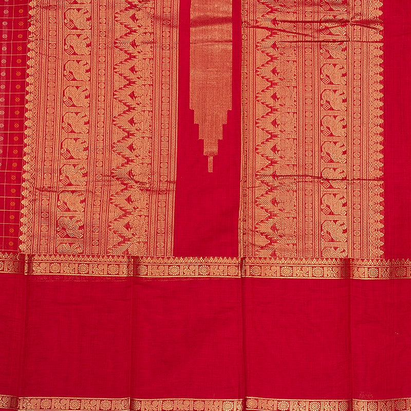 Hayagrivas Redish Pink Handloom Kanchi Cotton Saree SSCBF66E8-1