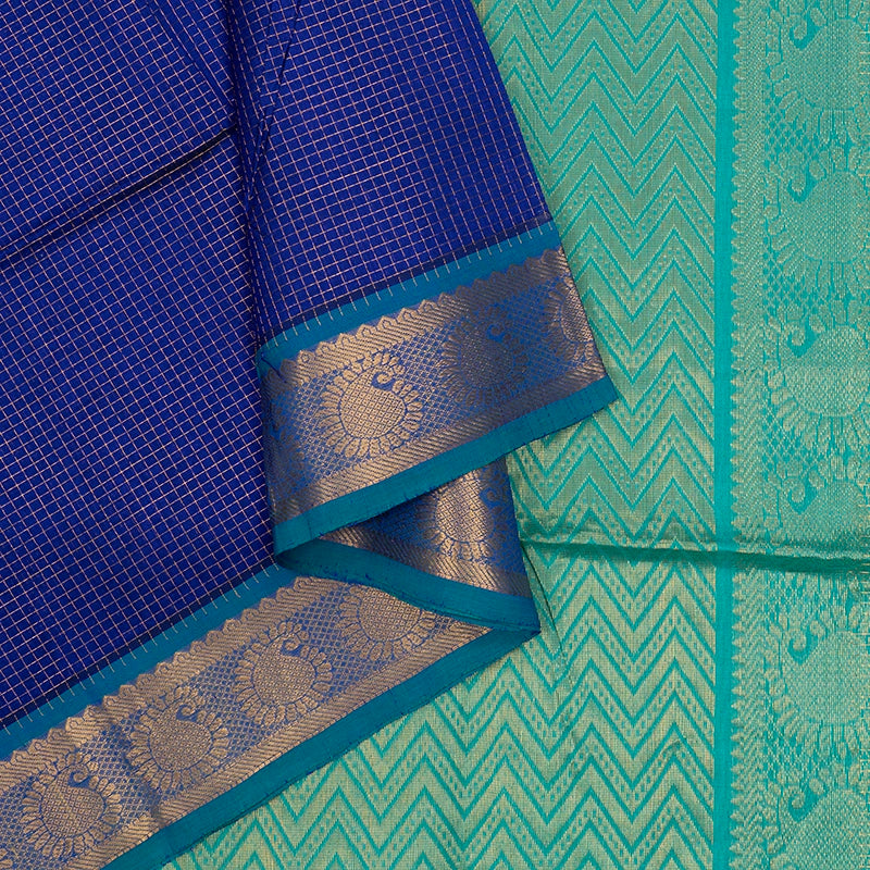 Hayagrivas Purplish-Blue Kora Silk Cotton Saree SSCBF14D6-25