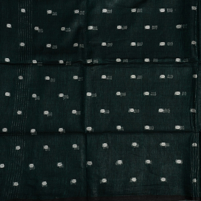 Hayagrivas Green Handloom Linen Saree KSBE147C9-1