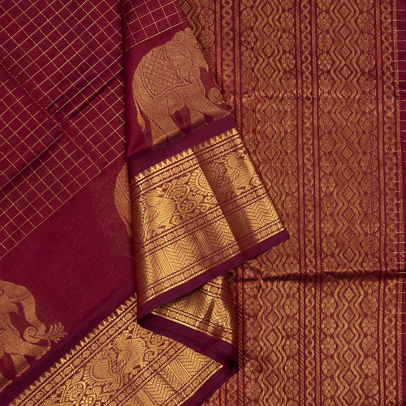 Hayagrivas Wine Maroon Pure Silk Cotton Saree SSCBF54E1-2