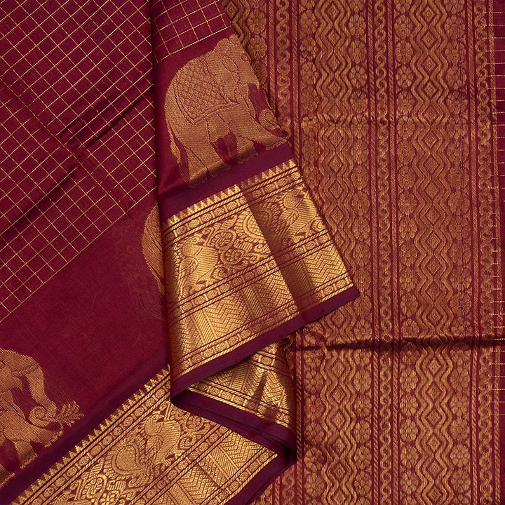 Hayagrivas Wine Maroon Pure Silk Cotton Saree SSCBF54E1-2