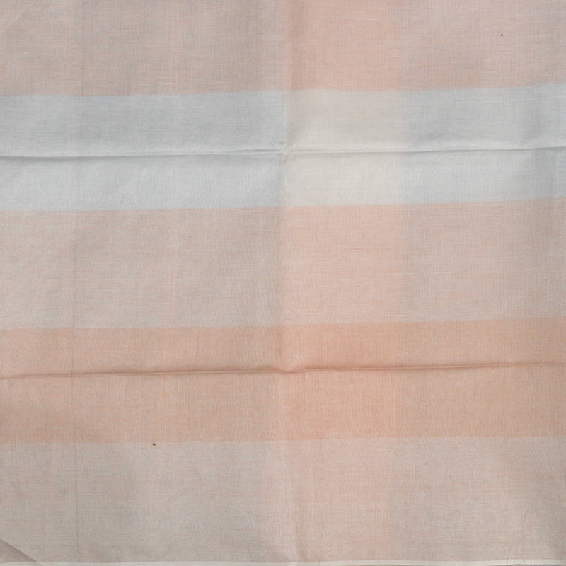 Hayagrivas Peach & Powder Blue Checks Handloom Linen Saree KBE2531C3-1