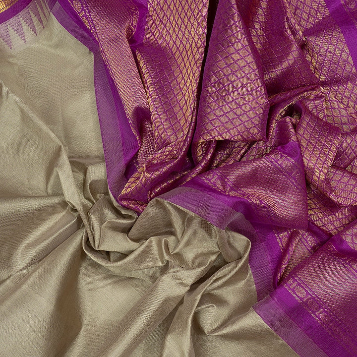 Hayagrivas Light Grey Pure Silk Cotton Saree SSCBF34D3-34