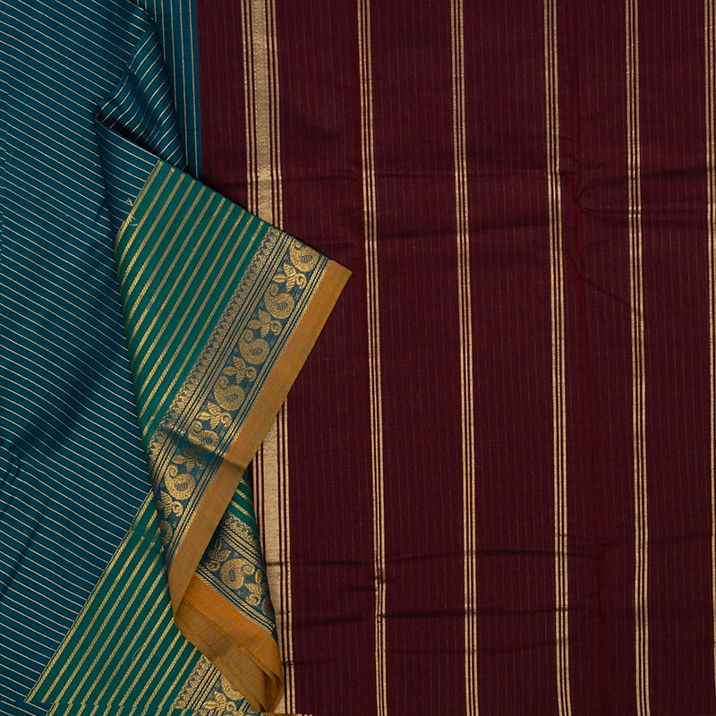 Hayagrivas Peacock Green Handloom Chettinad Cotton Saree KSBE1H9-3