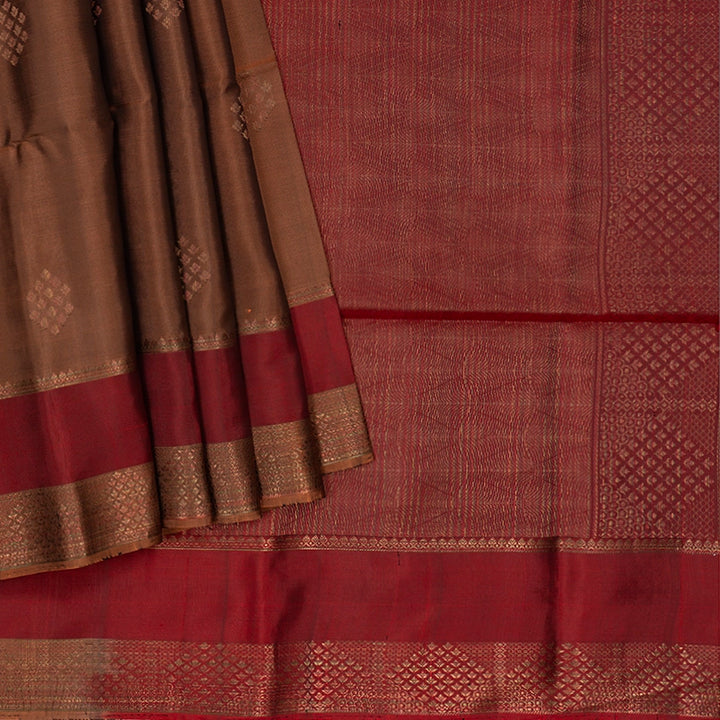 Hayagrivas Rust Orange Handloom Soft Silk Saree KBE2275B2-20